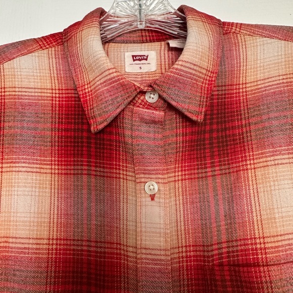 Levi's Henri Plaid Button Down Shirt - Red, Orange, Brown, Tan - Size S - EUC - Picture 5 of 6